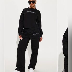 Fashion Nova Black Track Pants and Sweatshirt Set